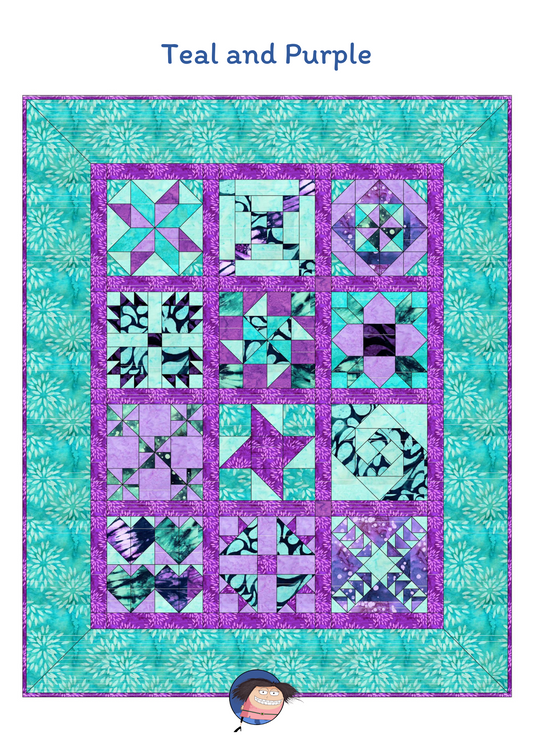 The All-New Beginners Quilt No. 2 in Teal and Purple
