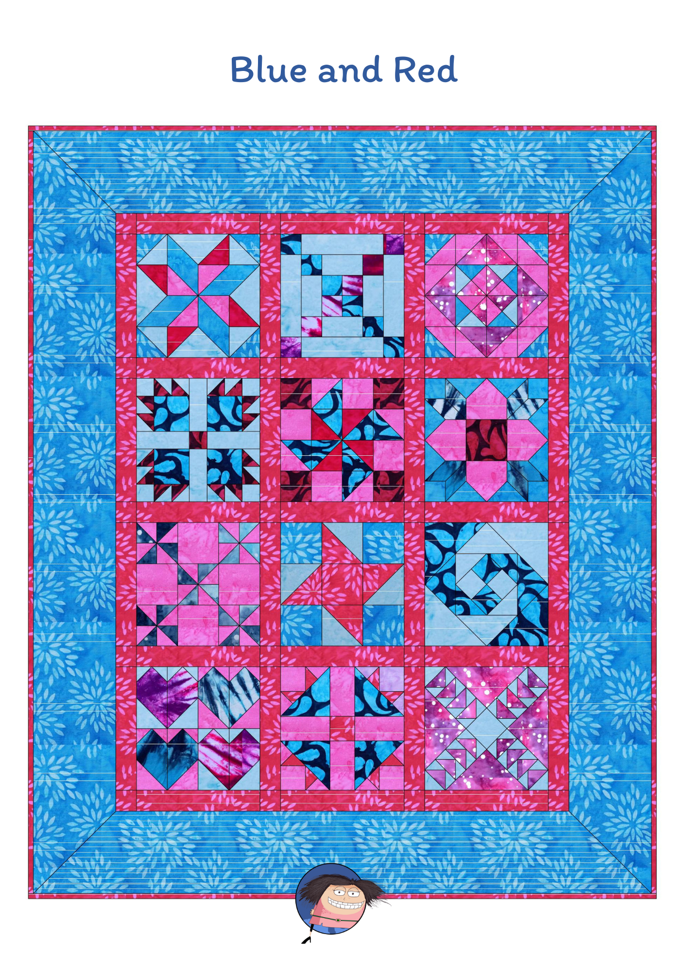The All-New Beginners Quilt No. 2 in Blue and Red