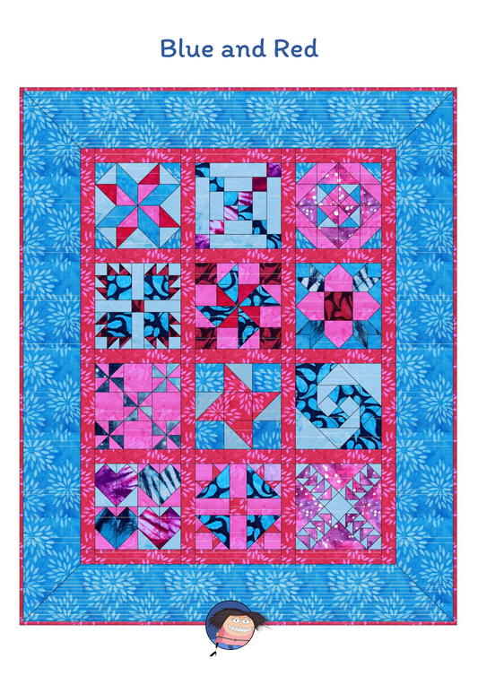 The All-New Beginners Quilt No. 2 in Blue and Red (Non-subscription)