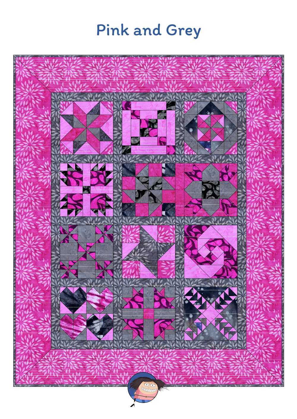 The All-New Beginners Quilt No. 2 in Pink and Grey (Non-subscription)