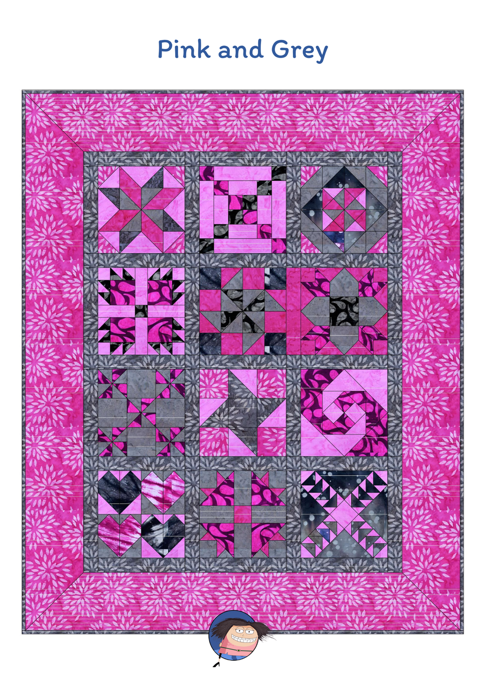 The All-New Beginners Quilt No. 2 in Pink and Grey